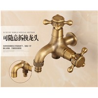 New Antique Bronze total brass double use washing machine faucet,garden &amp;amp;amp; Bathroom Wall Mounted basin faucet with cross handle