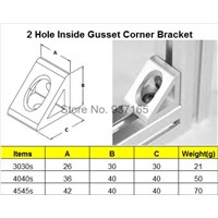 2 hole Inside Guesset Corner Angle L Brackets Fastener Fitting Round Hole for 3030 Aluminum Profile Extrusion 3030