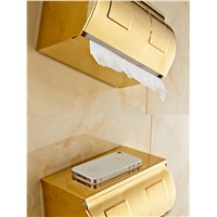 new arrival 304 stainless steel never rust gold finished Europe style bathroom paper holder with phone flat roof