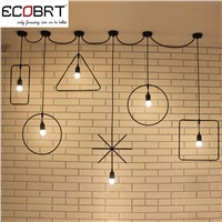 ECOBRT Retro Vintage Loft Pendant Lights Lamps Creative Style at Living Room Black Art Dec Metal Cord Pendant Lighting Fixtures