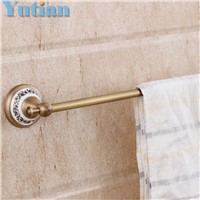 HOT SELLING, Antique Brass Bathroom towel holder,Single towel bar with ceramic,  60cm solid brass  towel rack with YT-11596