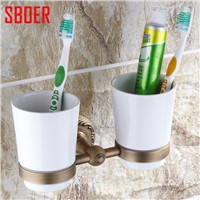 New Modern accessories luxury European style antique copper toothbrush tumbler&amp;amp;amp; double cup holder wall mount bath product