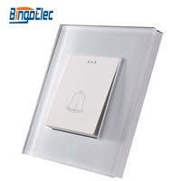 Bingoelec EU/UK standard CE certification White Crystal Glass Doorbell Switch Push Button bell switch Wall Switch Glass Frame