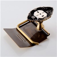 Paper Holders Wall Mounted Bathroom Antique Brass Carving Toilet Paper Holder With Cover Bathroom Accessories CA-9605
