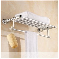 2016 High Quality Brass and Crystal Bathroom Towel Rack Holder Hotel Home Bathroom Storage Rack Rail Shelf  porta toalha
