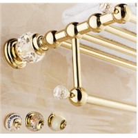 2016 High Quality Brass and Crystal Bathroom Towel Rack Gold Towel Holder Hotel Home Bathroom Storage Rack Rail Shelf