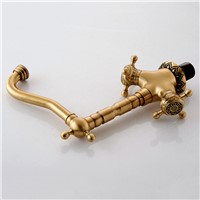 Basin Faucets Antique 2 Cross Handle Single Hole Bathroom Sink Taps Vanity Retro Hot and Cold Mixer Classic Taps CA-9902K