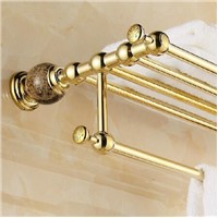 Brass+Jade Gold Plating Towel Rack,High Quality Bathroom towel Shelf with Bar,towel Holder Bathroom accessories