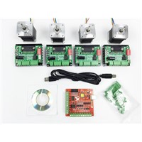 CNC mach3 USB 4 Axis Kit, 4pcs TB6560 driver+ mach3 USB stepper motor controller board+ 4pcs nema17 stepper motor