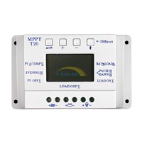 OEM LCD Display 20A 12V/24V MPPT Solar Panel Battery Regulator Charge Controller without Any Logo On Surface T20 LCD Wholesales
