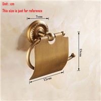 Bathroom Tissue Holder/toilet Paper Holder Solid Brass Wall-mounted Toilet Roll Holder with cover , Antique Brass Finished