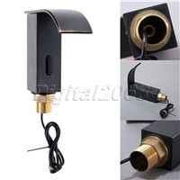 Touchless Deck Mount Waterfall Sensor Tap Faucet Bathroom Automatic Sink Faucet Oil Rubbed Bronze Cold and Hot Water Mixer Tap