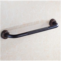 Anti-slip Bathtub Handrail Bathroom Tub Safety Grab Bar Black Antique Brass Carved Pattern Base Safety Handles Wall Mounted