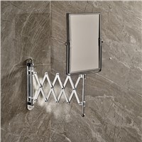 New Chrome Brass Frame Foldable Wall Mount Make Up Mirror Square Beauty Mirror