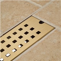 Grid Style Golden Steel Floor Drain Square Bathroom Shower Grate Waste Drainer