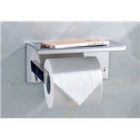 Bathroom Single Tissue Holder/ Toilet Paper Holder, Tissue Roll Holder with Shelf, Self Adhesive 08/-011