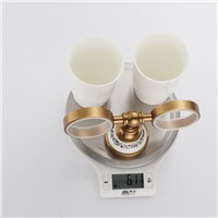 Jooe space aluminum antique Double cup holder with Ceramic Cup toothbrush holder Cup &amp;amp;amp; Tumbler Holders