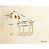 GJade Series Golden Polish Brass &amp;amp;amp; Jade/Marble Paper Holders Wall Mounted Bathroom Accessories Round Paper Basket Bathroom Shelf