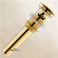 Solid Brass Bathroom Lavatory Sink Pop Up Drain with Overflow Gold Finish bathroom parts faucet accessories