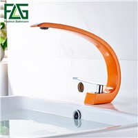 New Design Orange Painting Bathroom Hot And Cold Mixer Tap Solid Brass Basin Faucet Chrome Faucet FLG100329