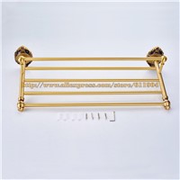New Elegant Totally Brass Bathroom Bath Towel Rack Bar Towel Shelf  Double Layer Vintage Chinese Style 36G2301