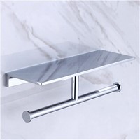 Best Quality Wall Mounted Double Toilet Paper Holder Chrome Brass Bathroom Tissue Paper Rod Mobile Phone Rack