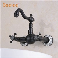 Beelee BL6056B-1 Oil Rubbed Bronze Kitchen Sink Faucet Wall Mounted Mixer Tap Rotatable Spout