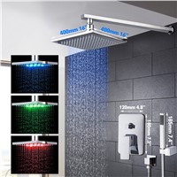 Contemporary LED 16 inch Delicate Bathroom Faucet Chrome Polished Rainfall Shower Faucet Hot Cold Water Eminent Shower Faucet