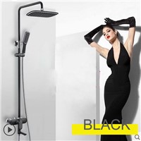 Black/White Shower System Faucet With Raintal Shower  Bathroom Renvoation Hot Cold Water Control Swivel Spout