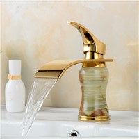 BAKALA New Deck mounted brass and Jade faucet Bathroom Basin faucet Mixer Tap Gold Sink Faucet Bath Basin Sink Faucet B-1004M