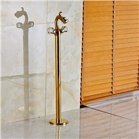 Floor Mounted Dragon Golden Bathroom Tub Faucet Tub Filler Shower Mixer Tap Single Handle New