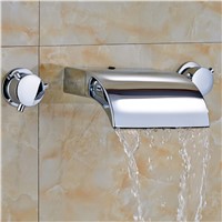Contemporary Roman Waterfall Spout Chrome Polish Sink  Faucet Mixer Tap Ceramic Valve Bathroom Tub Faucet