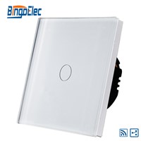 EU/UK 1gang 2way wireless remote light switch,white glass panel,AC110-240V,Hot Sale