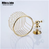 Bathroom golden crystal paper basket holder with crystal head wall tissue box hand paper box in bathroom accessories