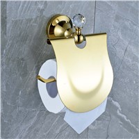 Newly Golden Wall Mounted Bathroom Crystal BrassToilet Paper Holder Roll Hanger Cover Paper Tissue