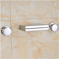 Uythner Newly Style Widespread  Tub Faucet Waterfall Square Spout Polish Chrome Sink Faucet Tap Mixer