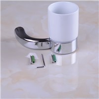 Polished Chrome Single Tumbler Holder Modern Ceramic Cup Fashion Toothbrush Holder Shiny Bathroom Accessories Home Hanging Decor