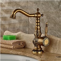 BAKALAHigh Quality New arrivel Deck Mounted Single Handle Bathroom Sink Mixer Faucet/crane/ tap Antique Brass Hot and Cold Water