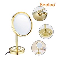 Beelee 2016 Goud Gepersonaliseerde Desktop Enkel Gezicht Make Spiegel Iluminador Maquiagem Spiegel 8 inch 3x Vergroting Spiegel