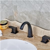 Modern Oil Rubbed Bronze Waterfall Bathroom Basin Faucet Mixer Tap Dual Handles Three Holes