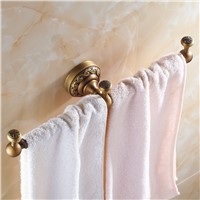 Antique Brass Towel Bar Carved Towel Holder Europe 36cm Bathroom Towel Rack Wall Mounted Bathroom Accessories