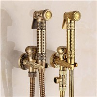 Antique Bronze Bidet Faucets European Brass Toilet Hand Sprayer Set Wall Mount Hand Toilet Cleaning Faucet Bathroom Accessories