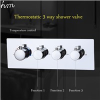 Faucets Accessories Contemporary Brass Chrome Thermostatic Shower Valve 3 Way Diverter Thermostat Mixer for Bathroom