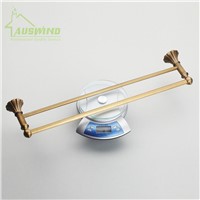 Antique Solid Brass Towel Bar Luxury Brushed Carved Double Layer Wall Mounted Towel Rack Towel Holder Bathroom Accessories HB04