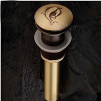 Newly Style Gravity Flushing Antique Brass Dolphin Carved Pop Up Drain Bathroom Basin Pop up
