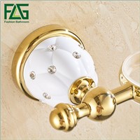 FLG  Bathroom Accessories Crystal  Metal Single Cup Holders teeth brush cup holder Golden Crystal Tumbler Holders