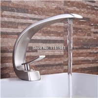 Hot selling Brushed Nickle-plated  waterfall water outlet deck mounted  basin bathroom  faucet S107