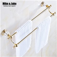 Golden towel bar crystal double Towel shelf,Towel Holder,Gold Finished,Bath Products,Bathroom Accessories towel bars