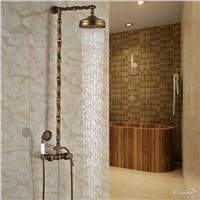 Fashionable Slide Bar Design Bathroom Faucet with 8&amp;amp;quot; Brass Shower Head Antique Brass