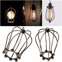 Vintage Iron Wire Bulb Cage Lampshades Hanging Lamp Holder Guard Shade Industrial Home Light Decoration